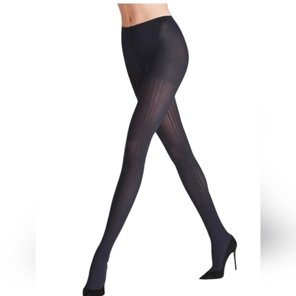 FALKE Prime Rib Tights, 2 Pair Designer Hosiery in Marine .. Size Small (95-110) - Picture 6 of 10